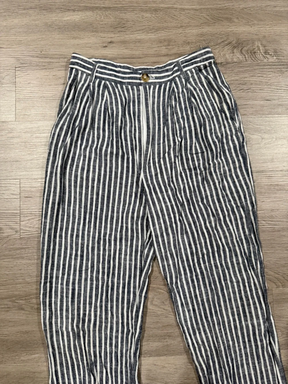 Reformation Mason Striped Wide-Leg Linen Pants